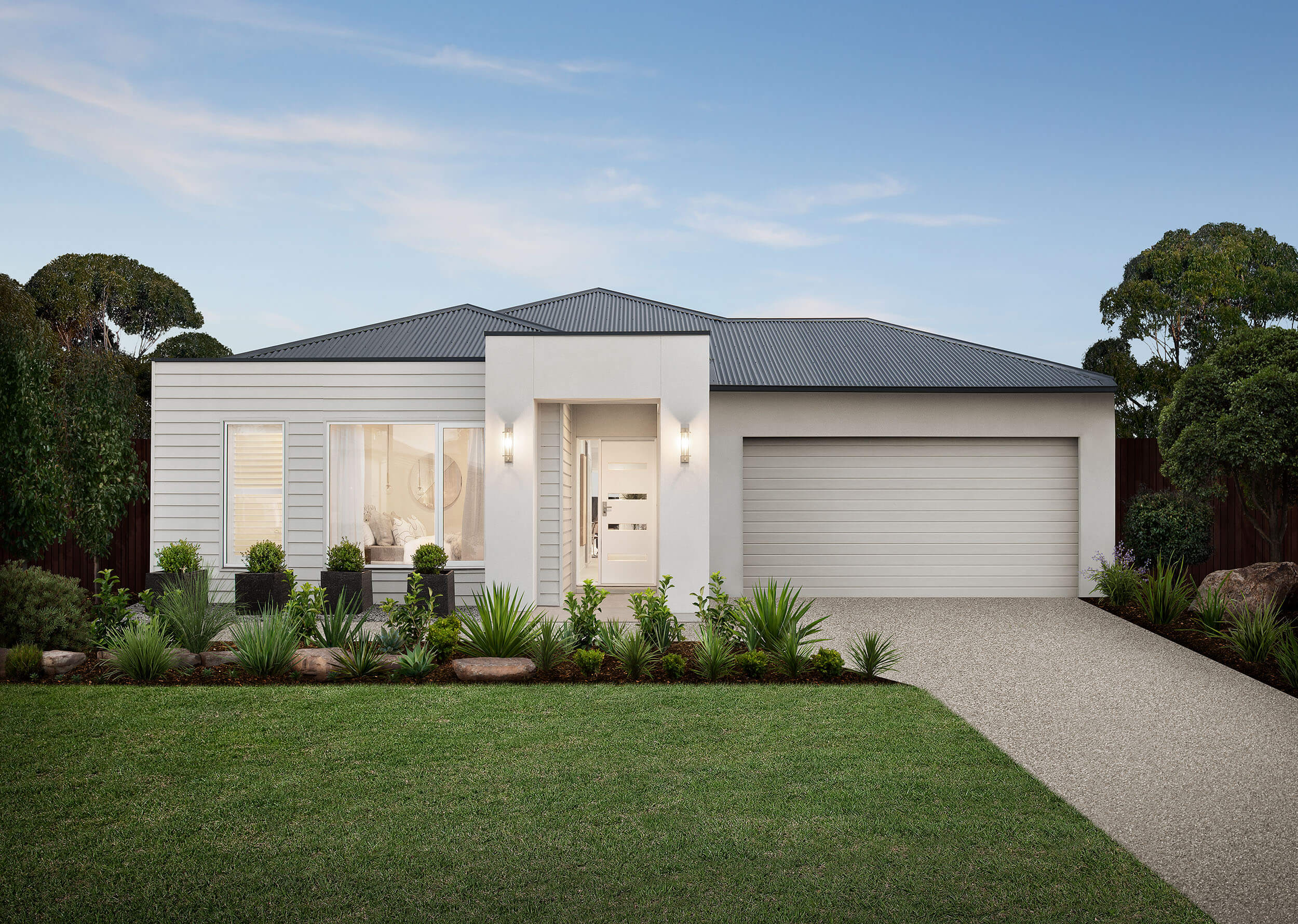 Home builders in Melbourne, Rye façade on display at Peppercorn Hill Estate in Donnybrook