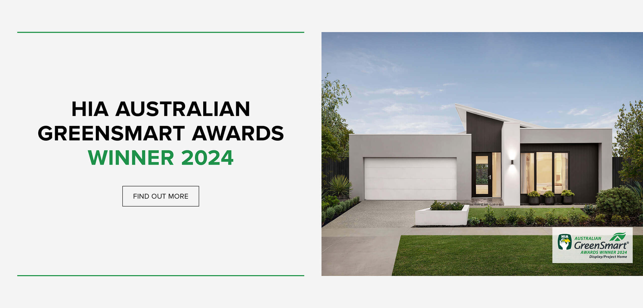 HIA Australian GreenSmart Award Winner 2024 banner with home facade