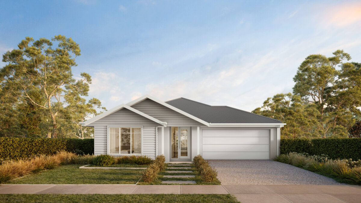 Modern exterior home design with elephant bone color palatte