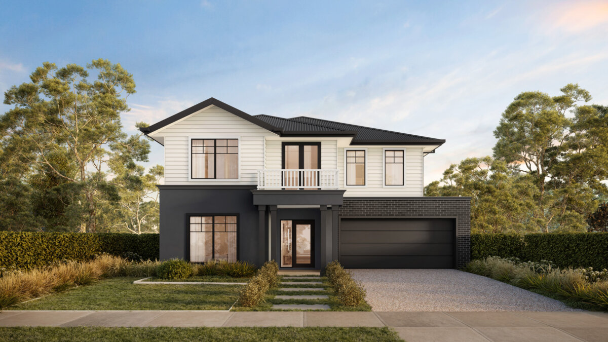 Exterior view of the Verona Long Island home model with a stylish design.